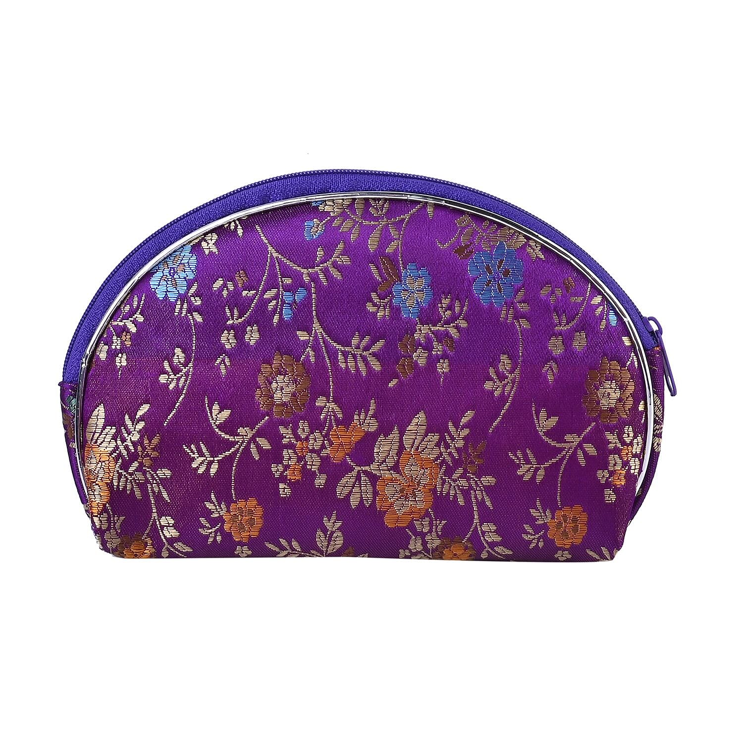 10 Multi- Purpose Embroidered Pouches with Zipper - Purple