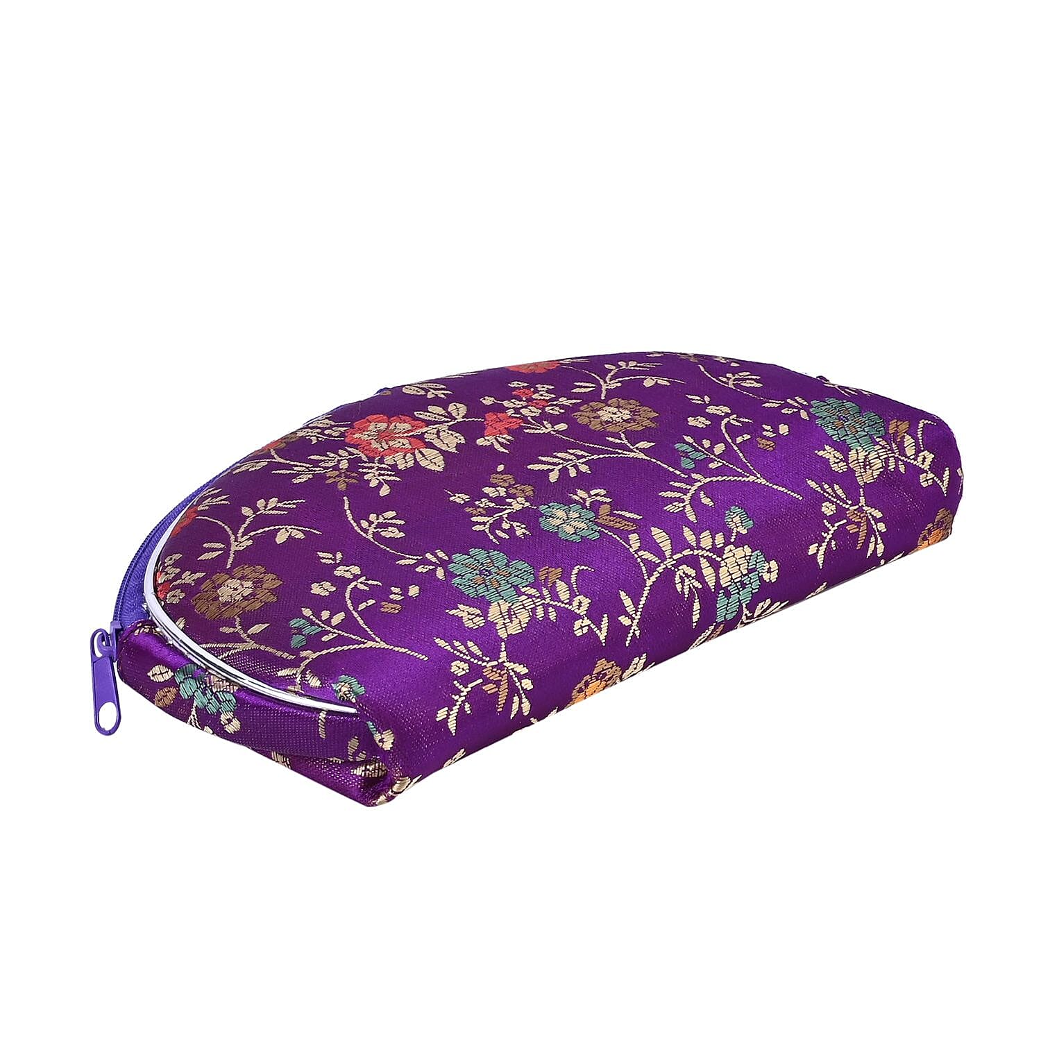 10 Multi- Purpose Embroidered Pouches with Zipper - Purple
