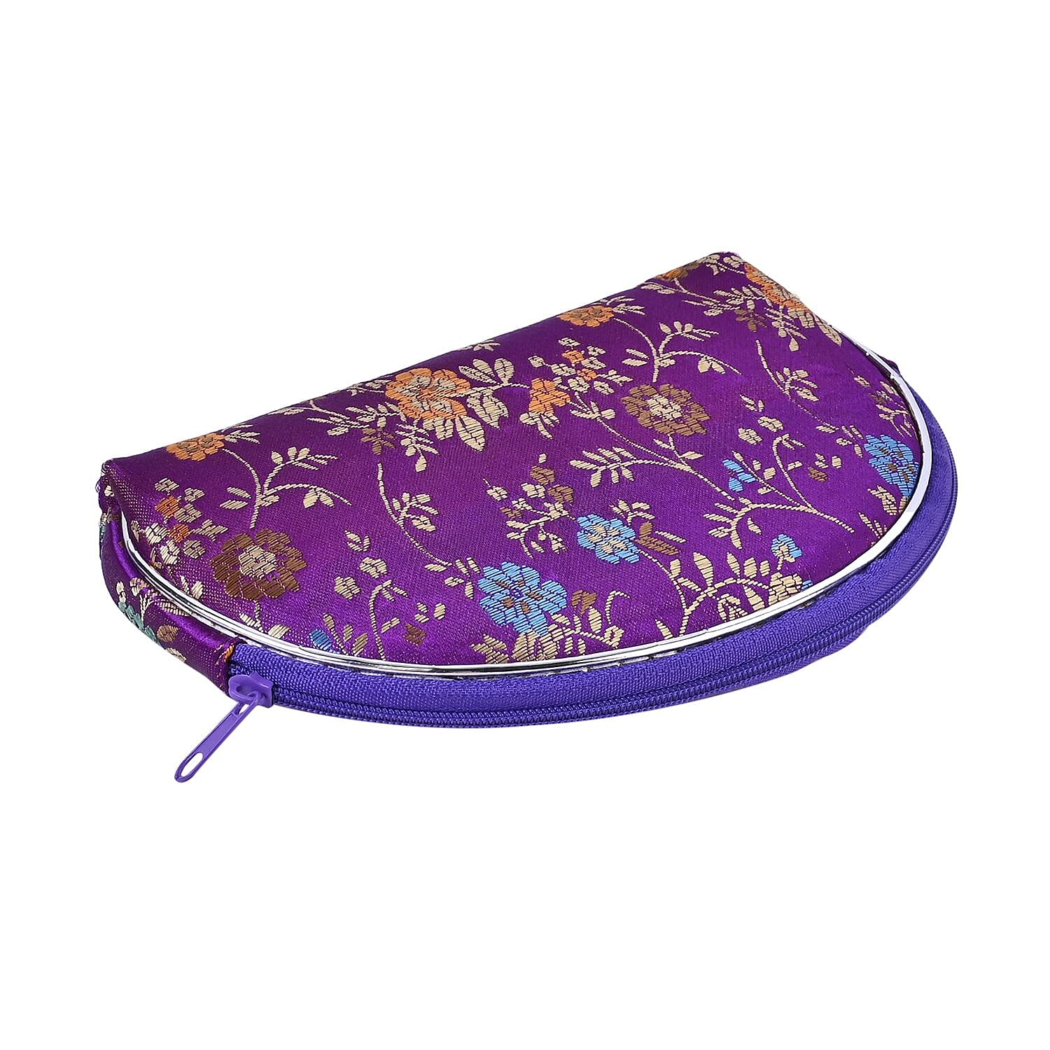 10 Multi- Purpose Embroidered Pouches with Zipper - Purple