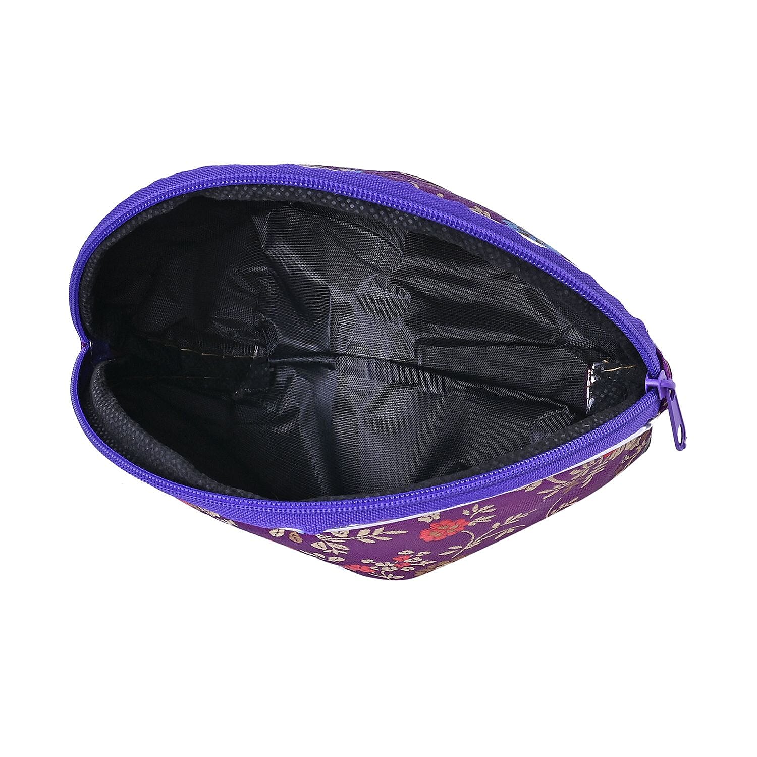 10 Multi- Purpose Embroidered Pouches with Zipper - Purple