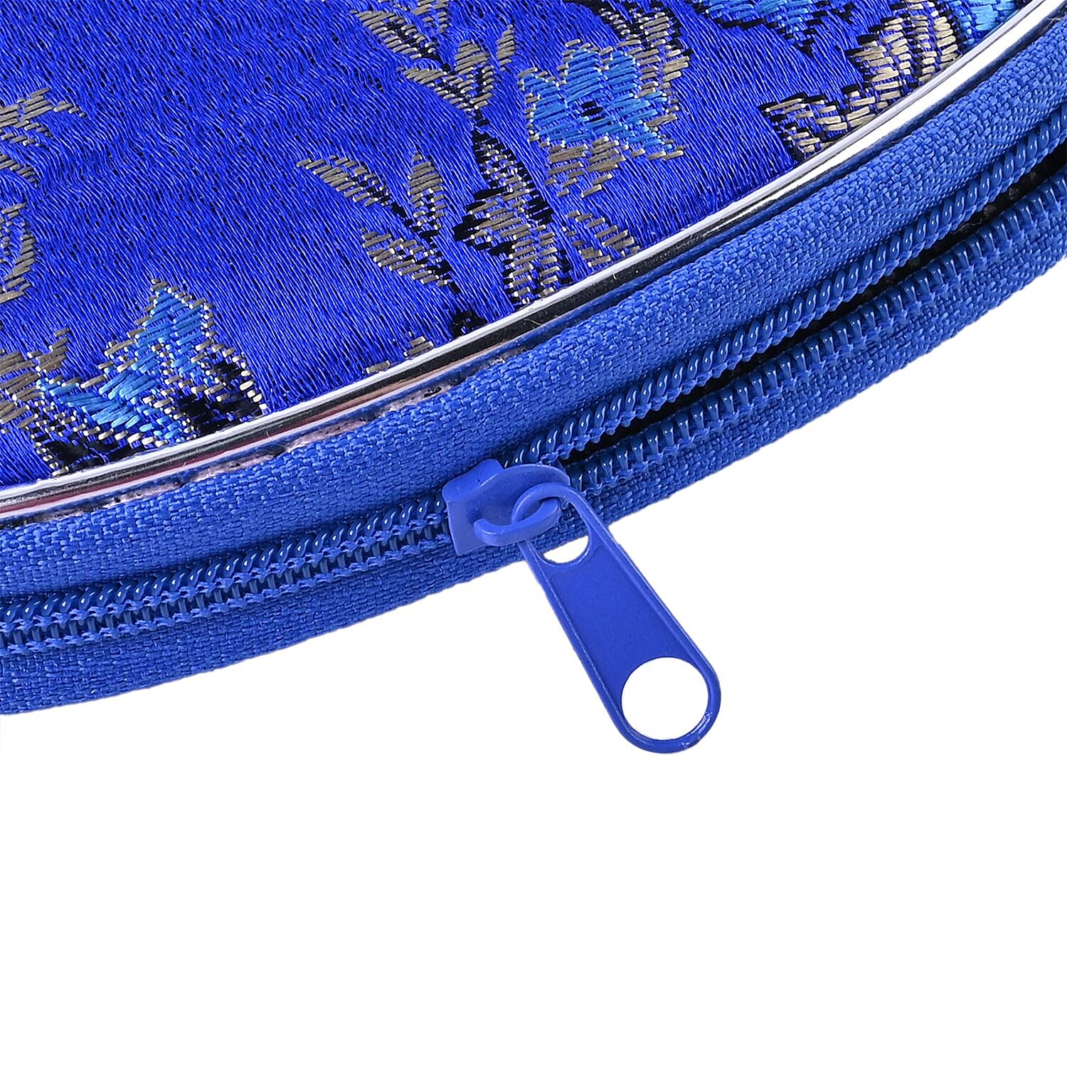 10 Multi- Purpose Embroidered Pouches with Zipper - Royal Blue
