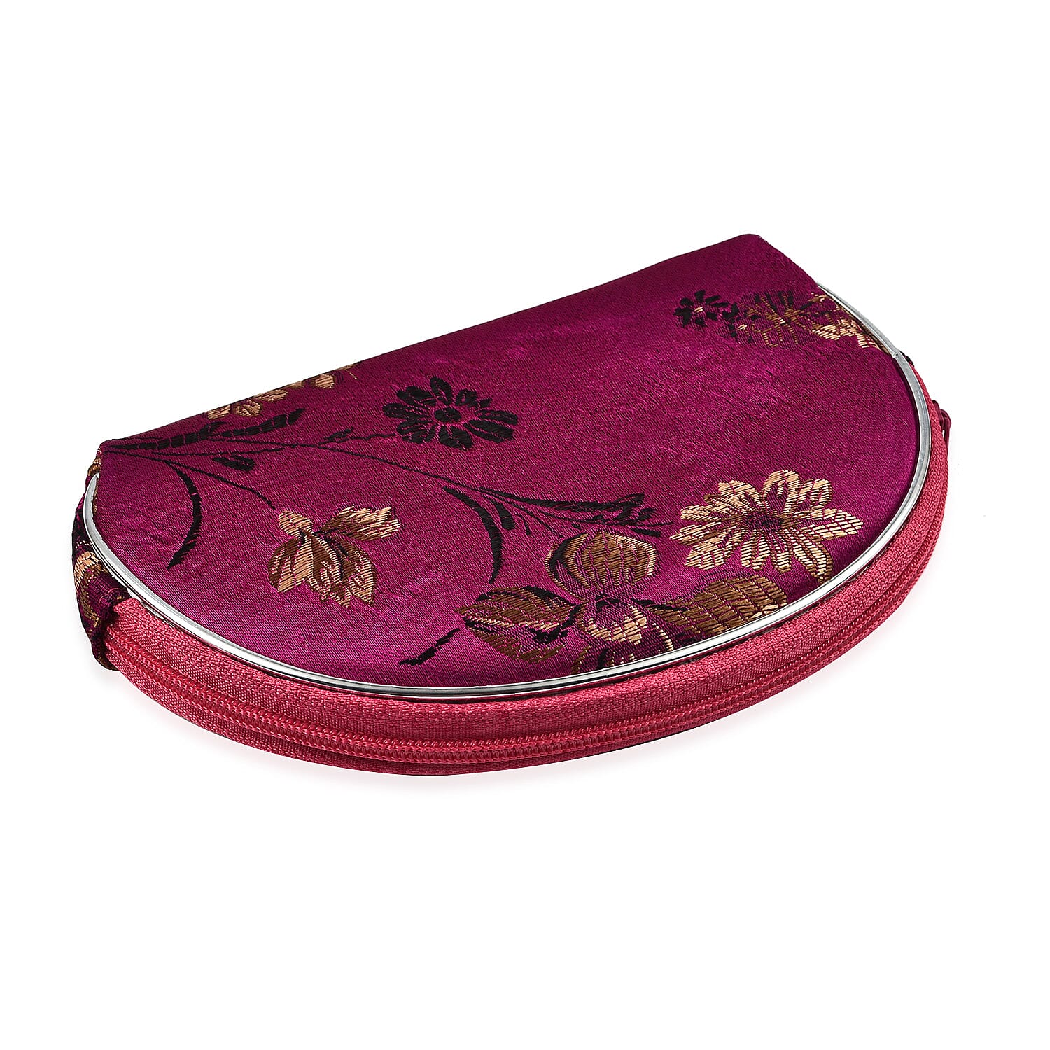 Set of 10 Multi-Purpose Embroidered Jewellery Bag With Zipper - Purple