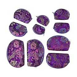 Embroidery Jewellery pouch (Size 22x14x1 in) - Purple and Silver