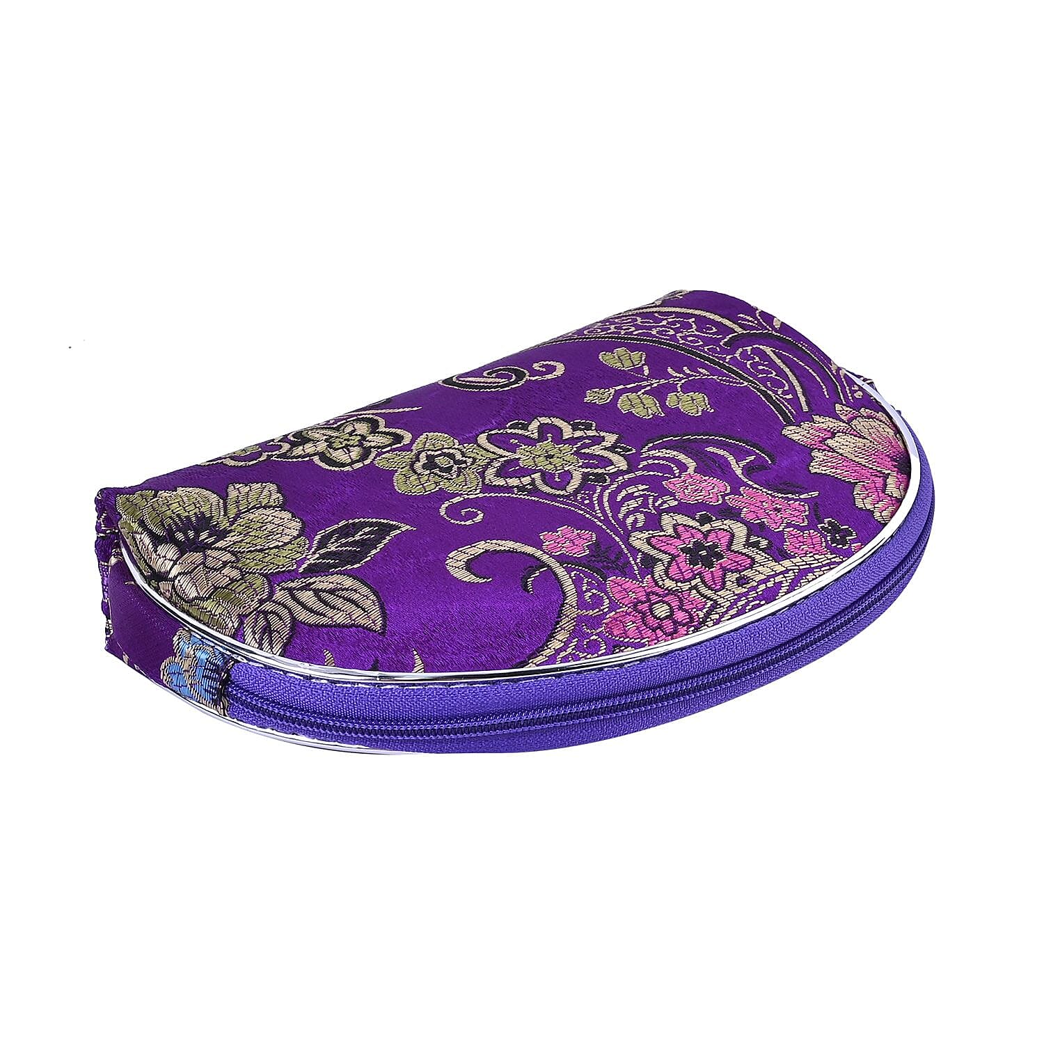 Set of 10 Multi-Purpose Embroidered Jewellery Bag With Zipper  - Purple