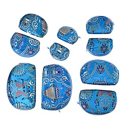 Embroidery Jewellery pouch (Size 22x14x1 in) - Purple and Silver