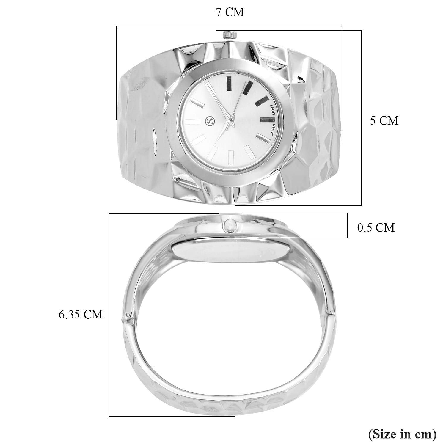 LIMITED EDITION- Designer Inspired Japanese Movt. Water Resistant Hinged Cuff Bangle Silver Colour Watch With Gift Box