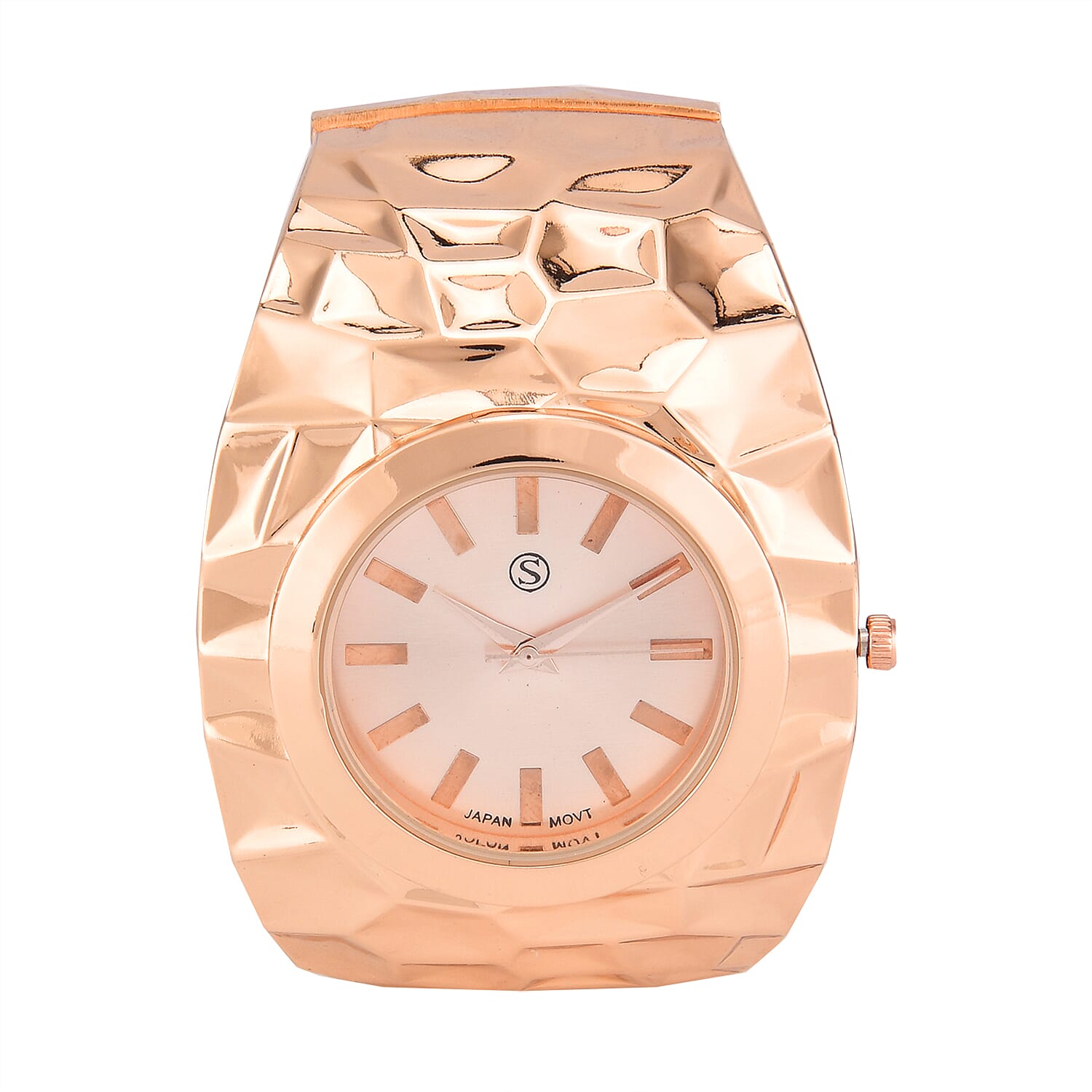 LIMITED EDITION- Designer Inspired Japanese Movt. Water Resistant Hinged Cuff Bangle Rose Colour Watch With Gift Box