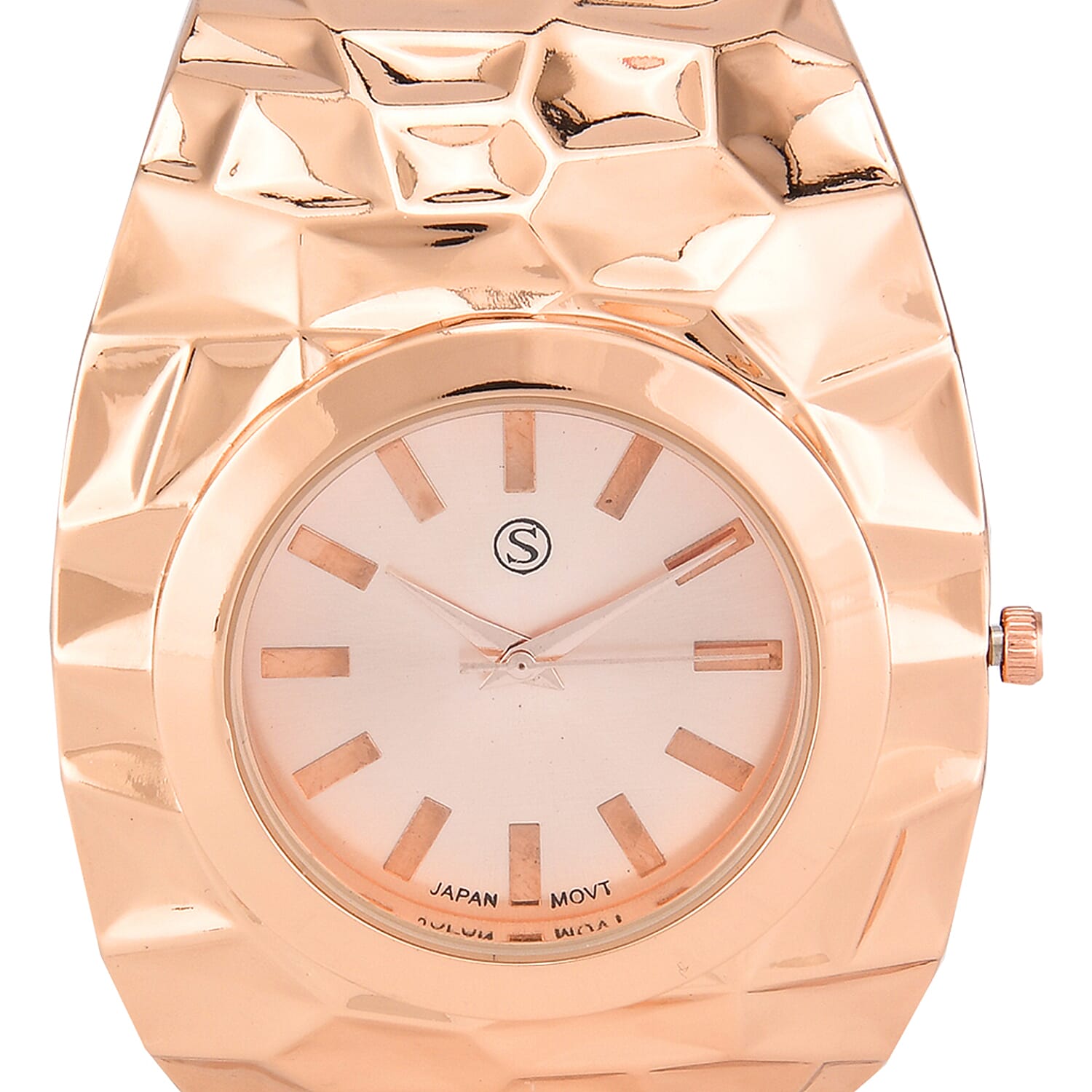 LIMITED EDITION- Designer Inspired Japanese Movt. Water Resistant Hinged Cuff Bangle Rose Colour Watch With Gift Box