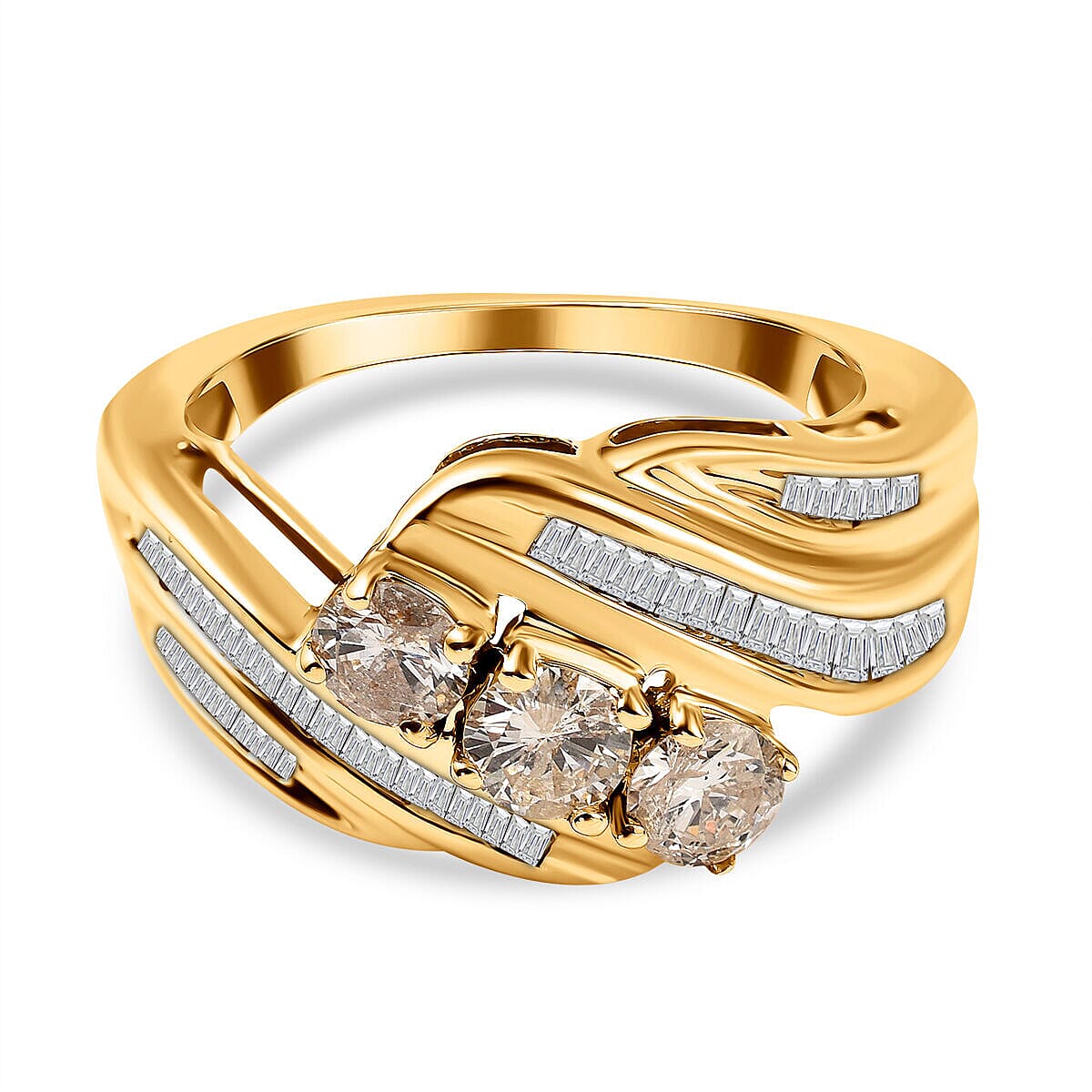 NY CloseOut - 9K Yellow Gold (I1-G-H) Diamond Ring 1.01 Ct. Size N