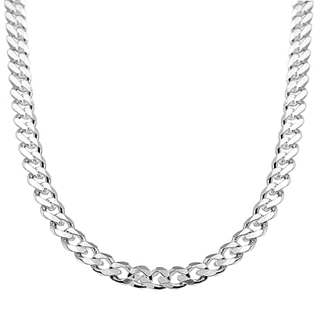 Italian Made Sterling Silver Diamond Cut Curb Necklace (Size - 20), Silver Wt. 33.00 Gms