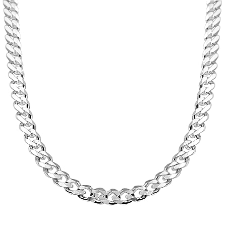 Italian Made Sterling Silver Diamond Cut Curb Necklace (Size - 20), Silver Wt. 33.00 Gms