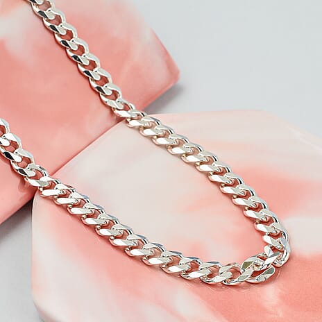 Italian Made Sterling Silver Diamond Cut Curb Necklace (Size - 20), Silver Wt. 33.00 Gms