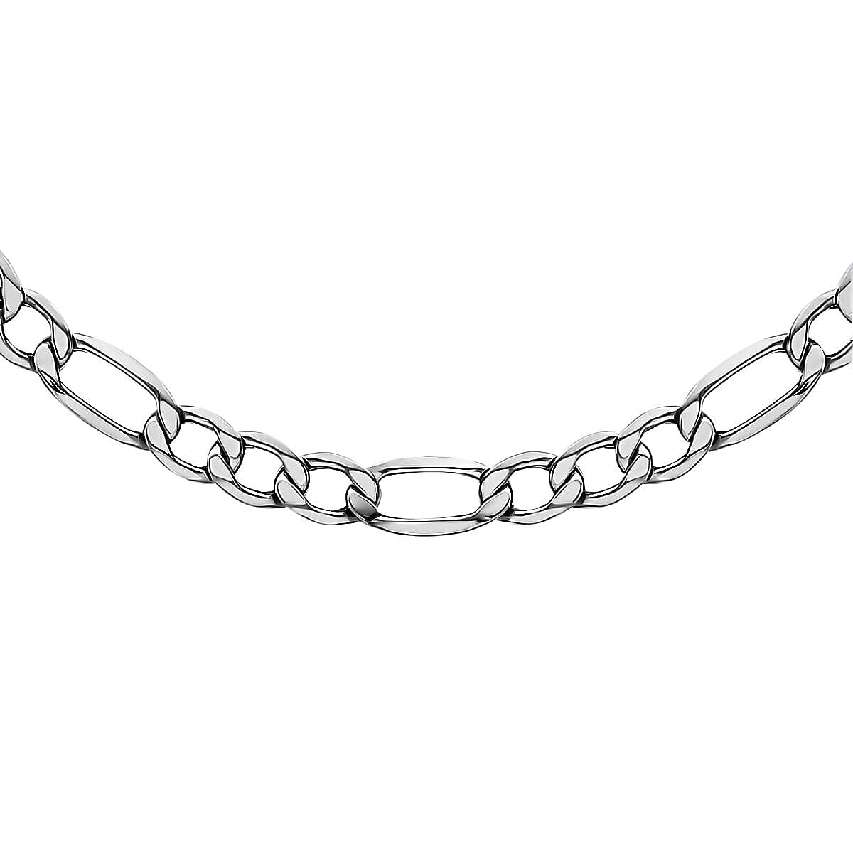 One Time Closeout Deal - Sterling Silver Figaro Necklace (Size - 20) with Lobster Clasp, Silver Wt. 32.80 Gms