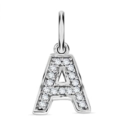 Diamond Initial O Pendant in Rhodium Overlay Sterling Silver 0.17 Ct