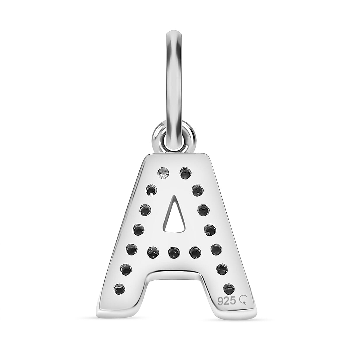 Diamond Initial A Pendant in Rhodium Overlay Sterling Silver 0.17 Ct