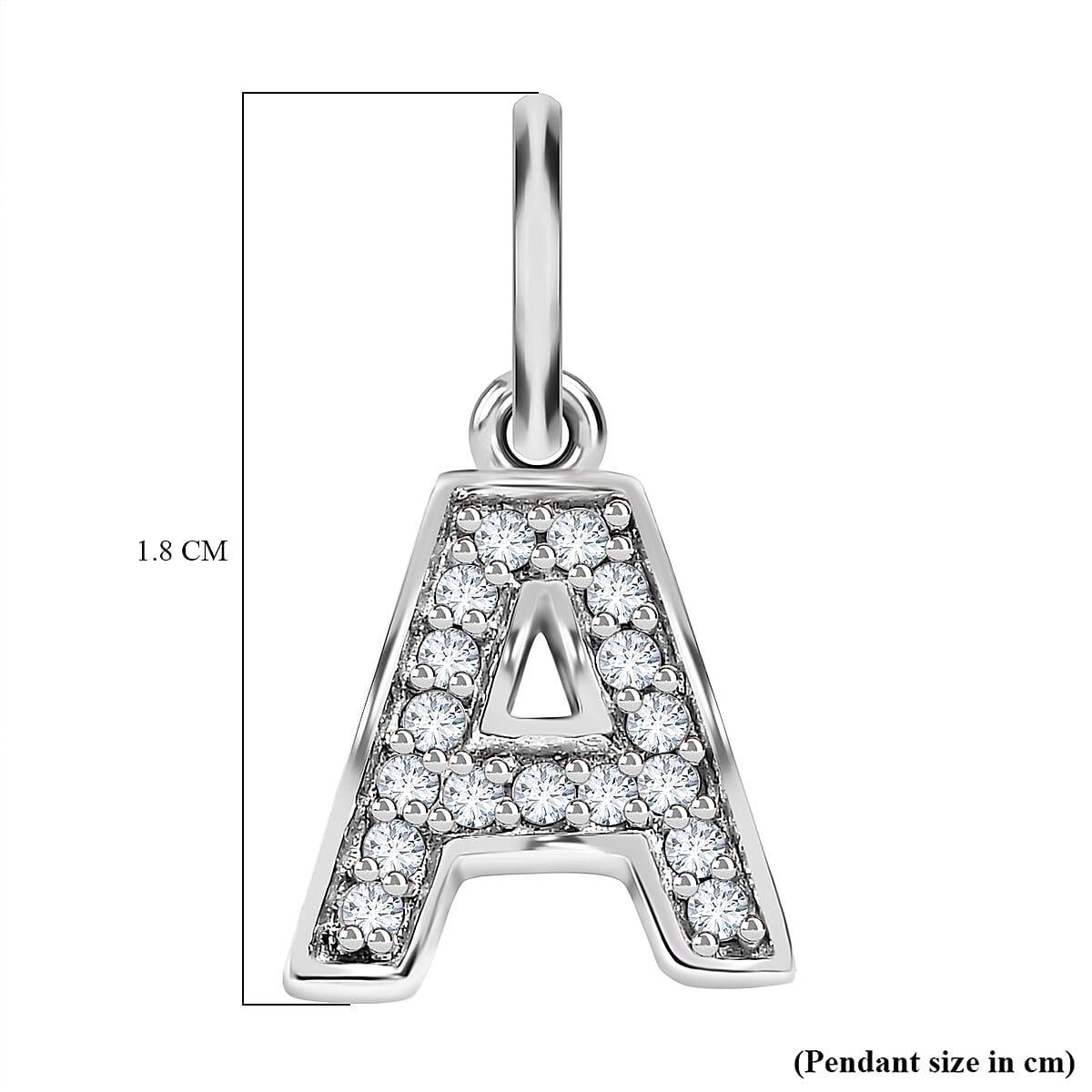 Diamond Initial A Pendant in Rhodium Overlay Sterling Silver 0.17 Ct