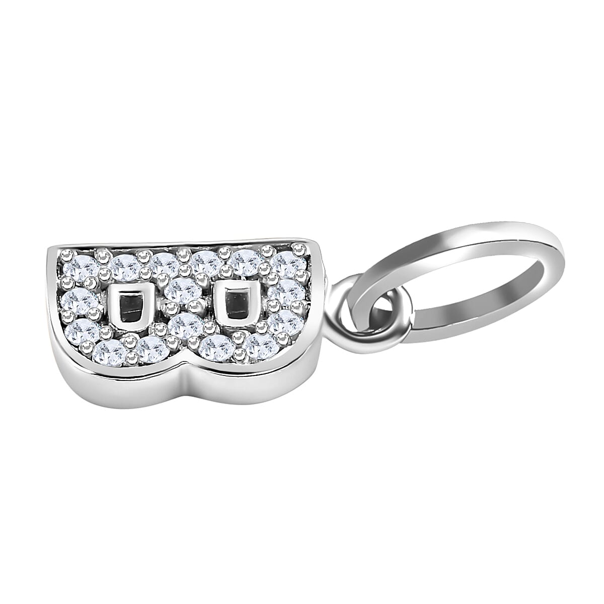 Diamond Initial B Pendant in Rhodium Overlay Sterling Silver 0.17 Ct