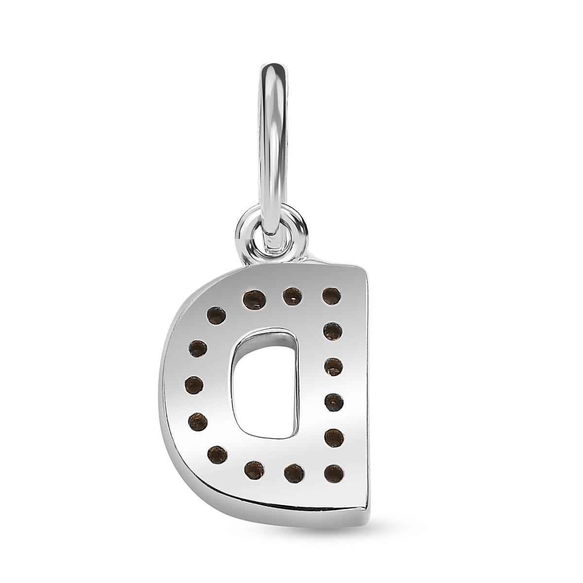Diamond Initial D Pendant in Rhodium Overlay Sterling Silver 0.17 Ct
