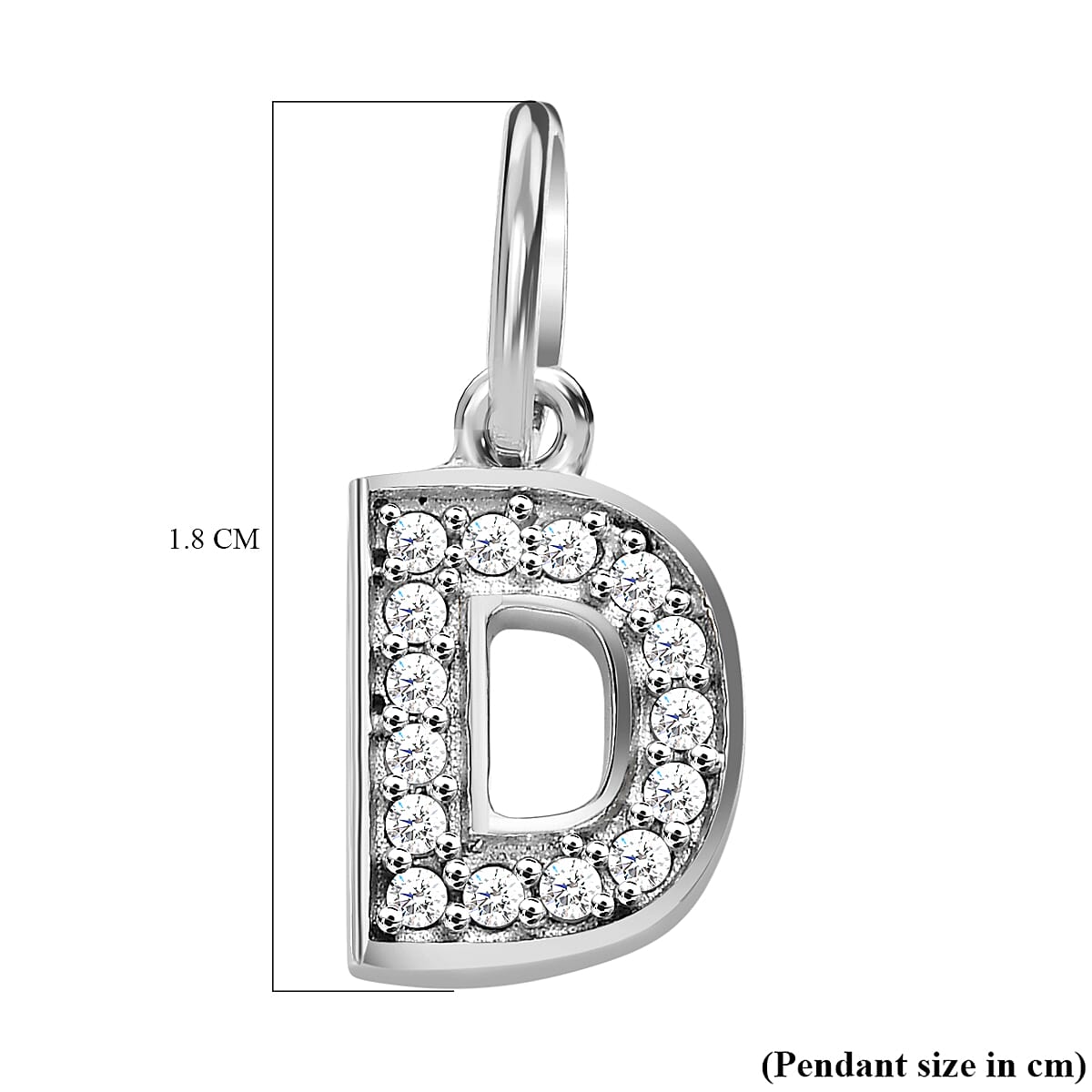 Diamond Initial D Pendant in Rhodium Overlay Sterling Silver 0.17 Ct