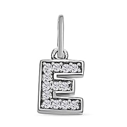 Diamond Initial O Pendant in Rhodium Overlay Sterling Silver 0.17 Ct