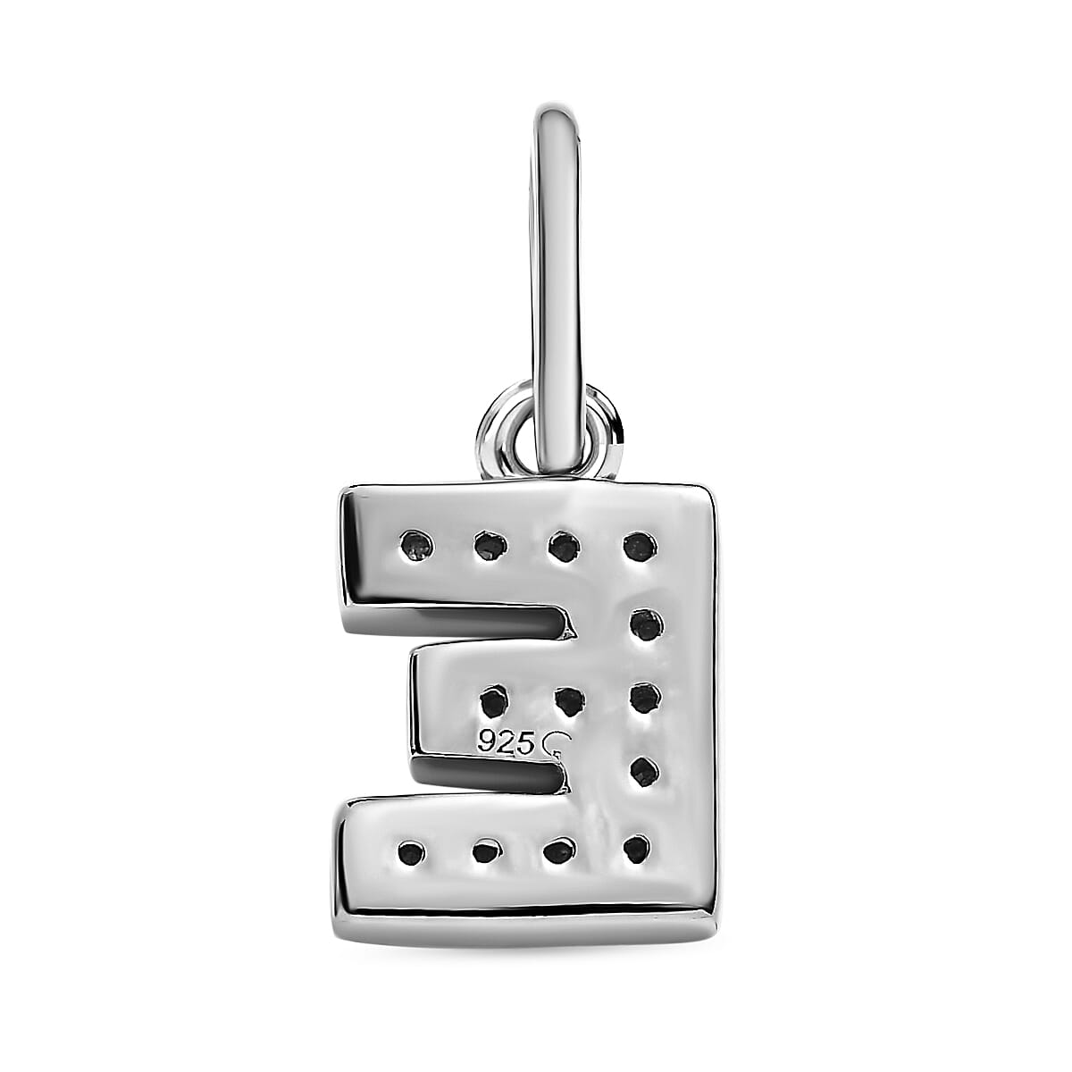 Diamond Initial E Pendant in Rhodium Overlay Sterling Silver 0.17 Ct