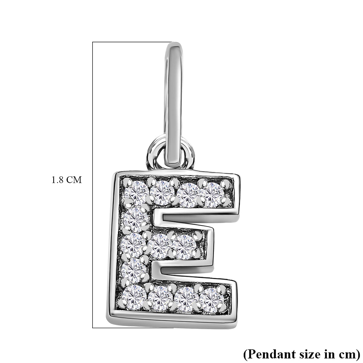 Diamond Initial E Pendant in Rhodium Overlay Sterling Silver 0.17 Ct