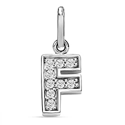 Diamond Initial O Pendant in Rhodium Overlay Sterling Silver 0.17 Ct