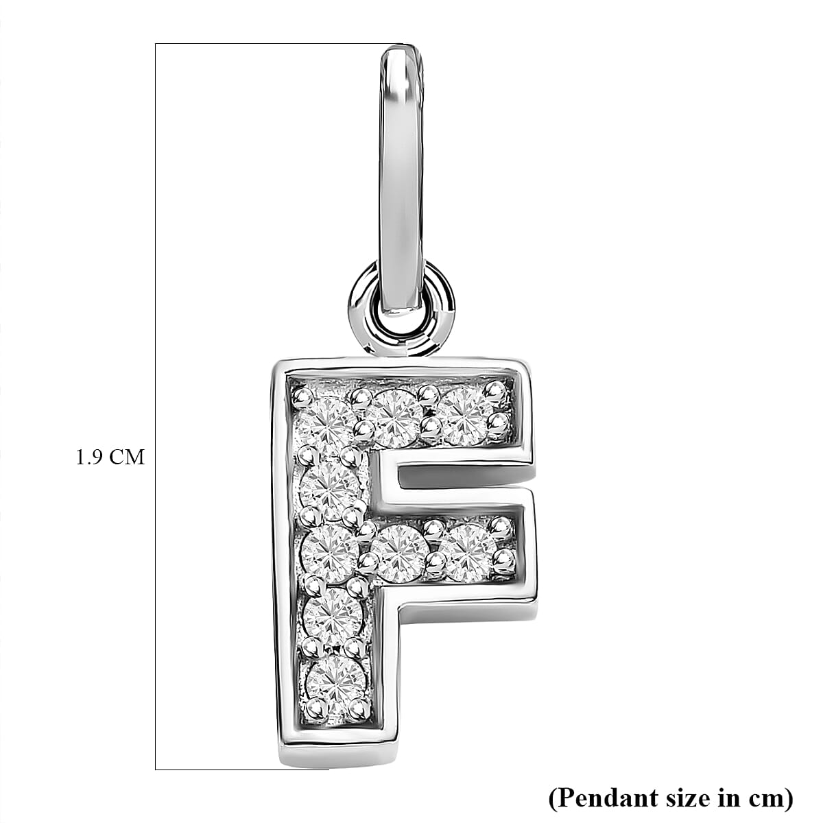 Diamond Initial F Pendant in Rhodium Overlay Sterling Silver 0.17 Ct