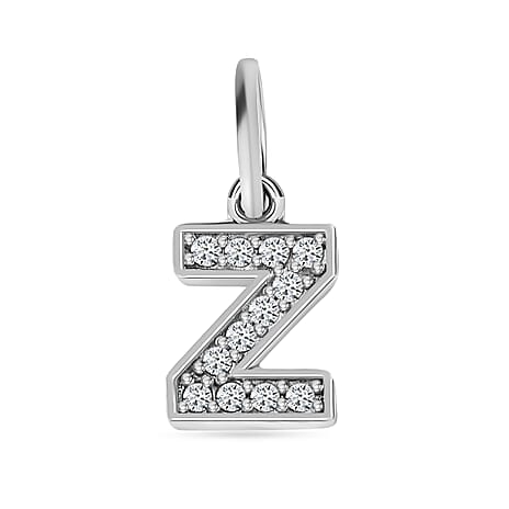 Diamond Initial Z Pendant in Rhodium Overlay Sterling Silver 0.17 Ct