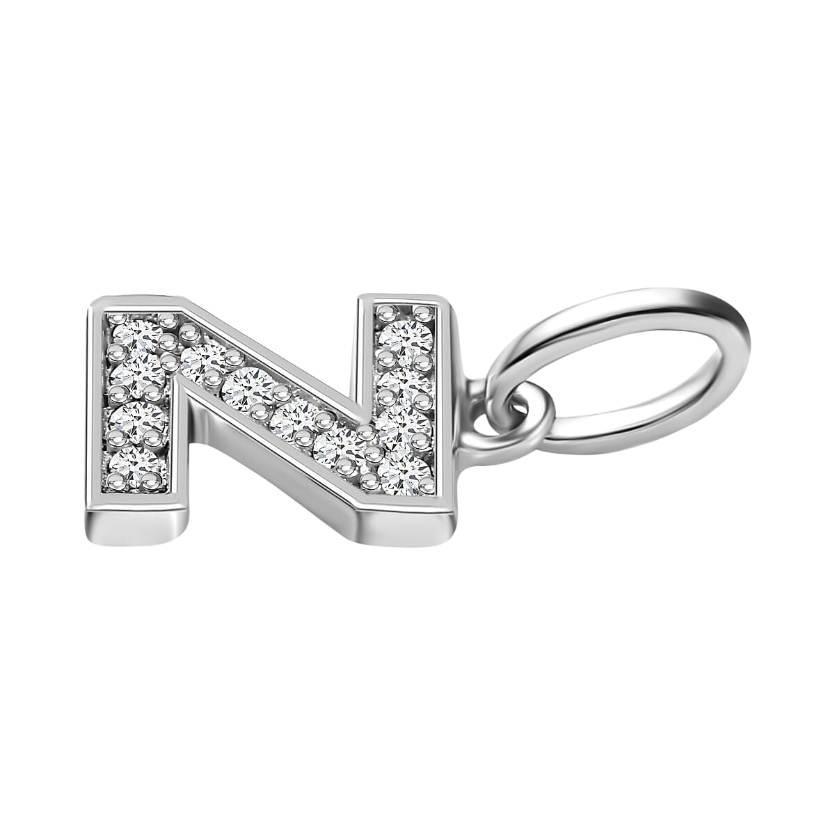 Diamond Initial Z Pendant in Rhodium Overlay Sterling Silver 0.17 Ct