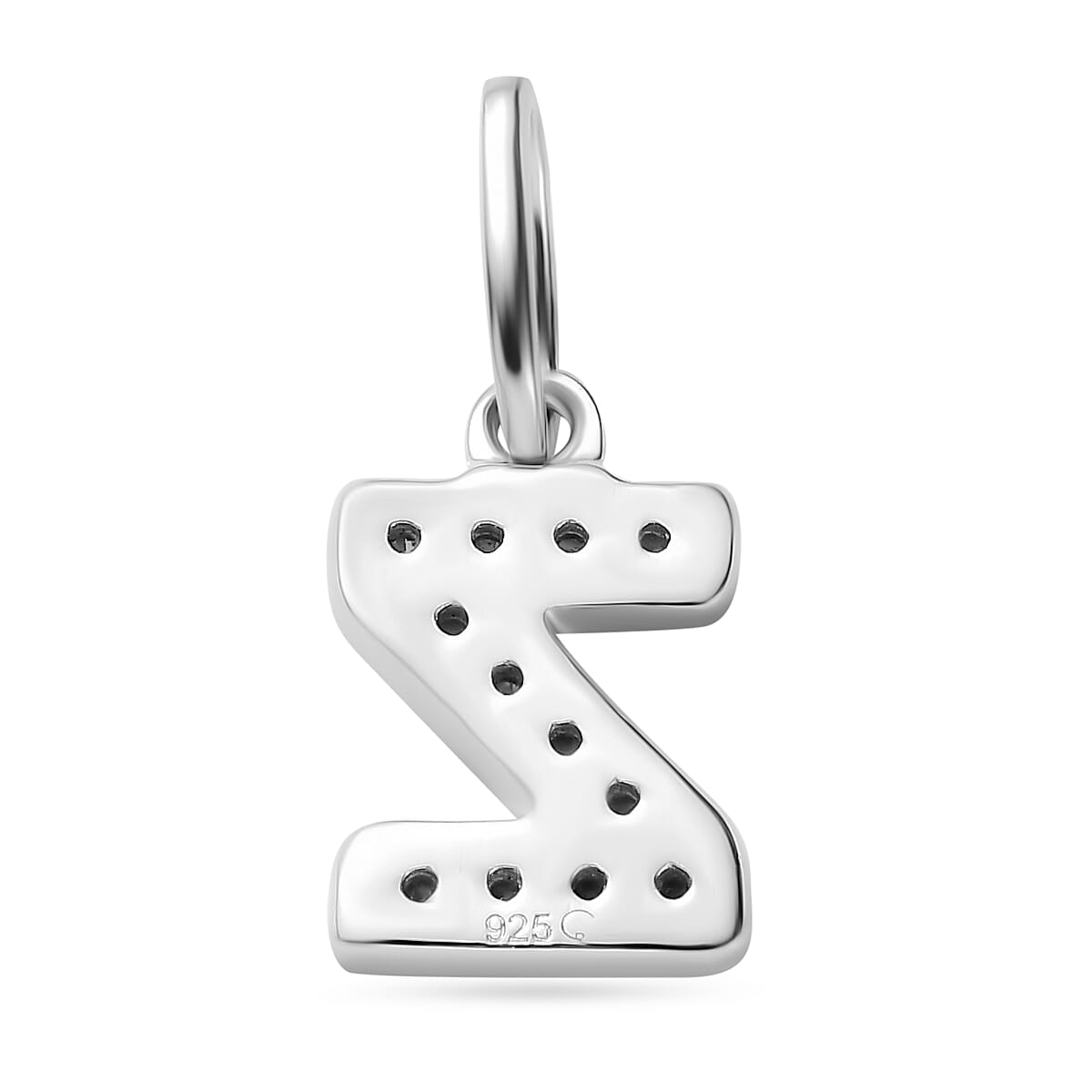 Diamond Initial Z Pendant in Rhodium Overlay Sterling Silver 0.17 Ct