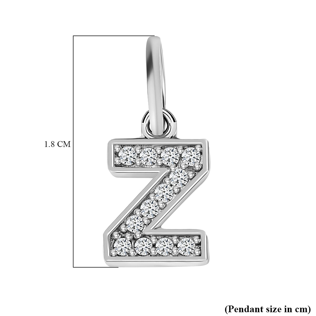 Diamond Initial Z Pendant in Rhodium Overlay Sterling Silver 0.17 Ct
