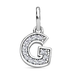 Diamond Initial O Pendant in Rhodium Overlay Sterling Silver 0.17 Ct