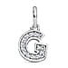 Diamond Initial O Pendant in Rhodium Overlay Sterling Silver 0.17 Ct