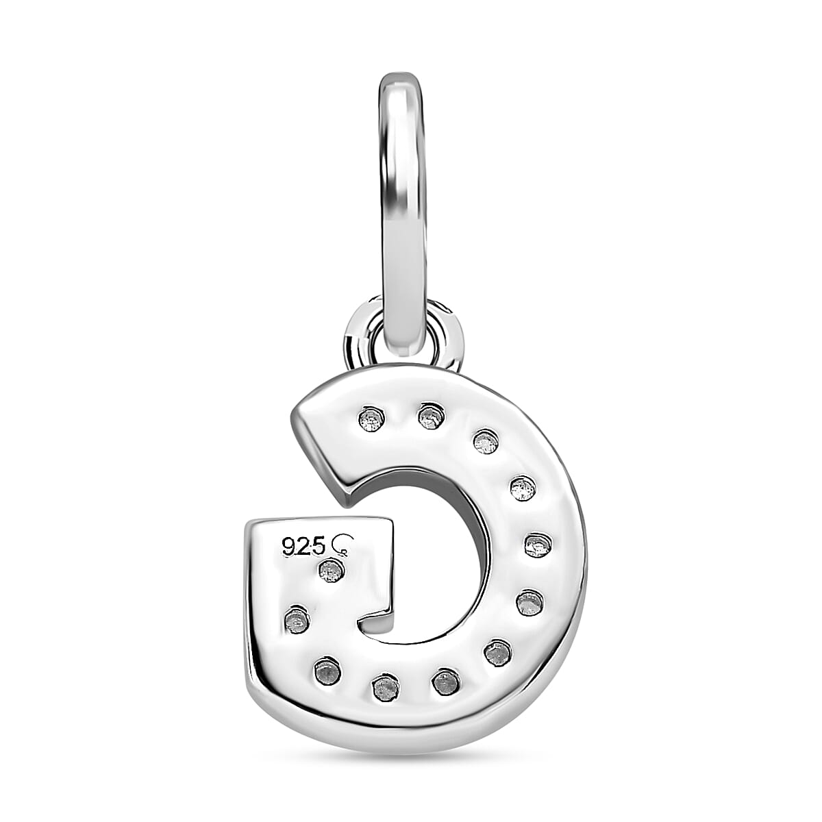 Diamond Initial G Pendant in Rhodium Overlay Sterling Silver 0.17 Ct