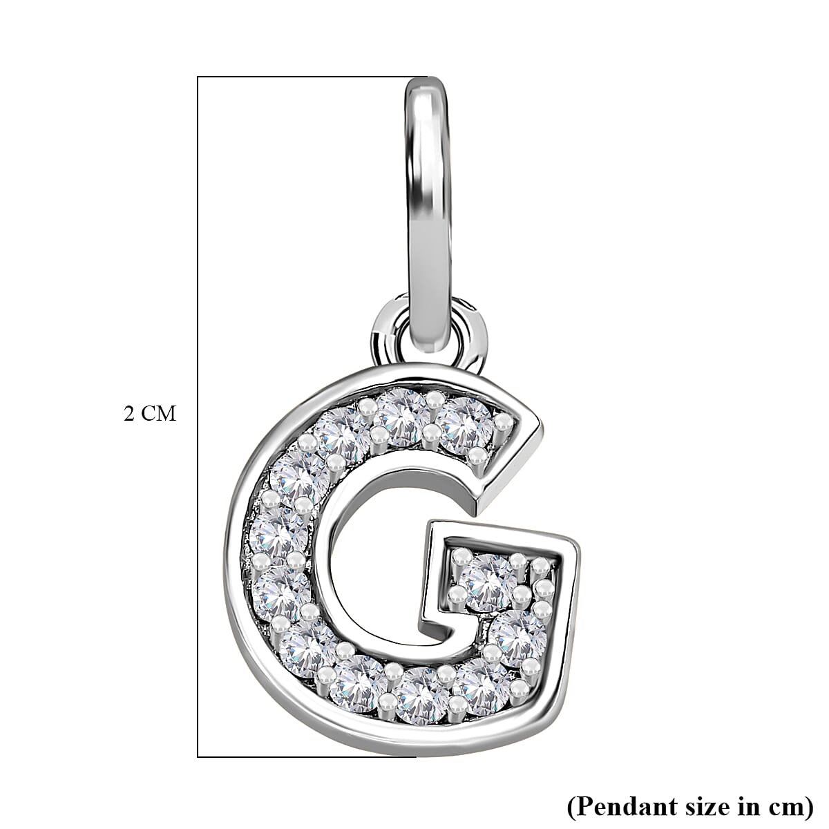 Diamond Initial G Pendant in Rhodium Overlay Sterling Silver 0.17 Ct