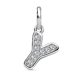Diamond Initial O Pendant in Rhodium Overlay Sterling Silver 0.17 Ct
