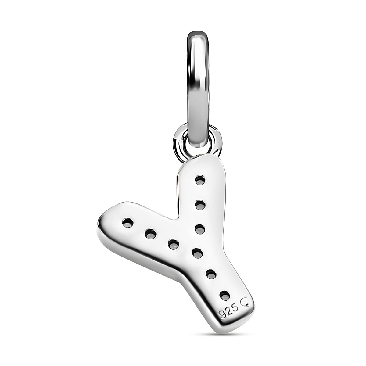 Diamond Initial Y Pendant in Rhodium Overlay Sterling Silver 0.17 Ct