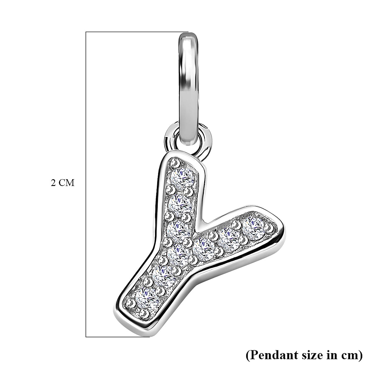 Diamond Initial Y Pendant in Rhodium Overlay Sterling Silver 0.17 Ct