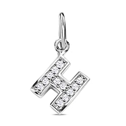 Diamond Initial O Pendant in Rhodium Overlay Sterling Silver 0.17 Ct