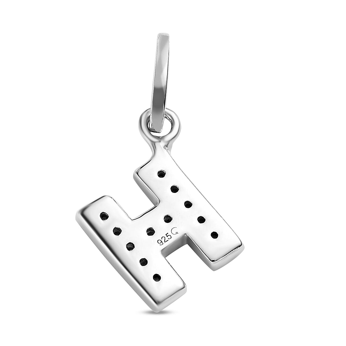 Diamond Initial H Pendant in Rhodium Overlay Sterling Silver 0.17 Ct