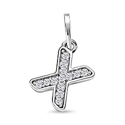 Diamond Initial O Pendant in Rhodium Overlay Sterling Silver 0.17 Ct