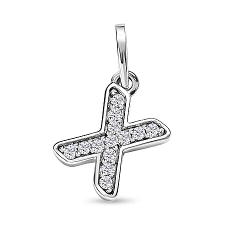 Diamond Initial X Pendant in Rhodium Overlay Sterling Silver 0.17 Ct Diamond Initial X Pendant in Rhodium Overlay Sterling Silver 0.17 Ct
