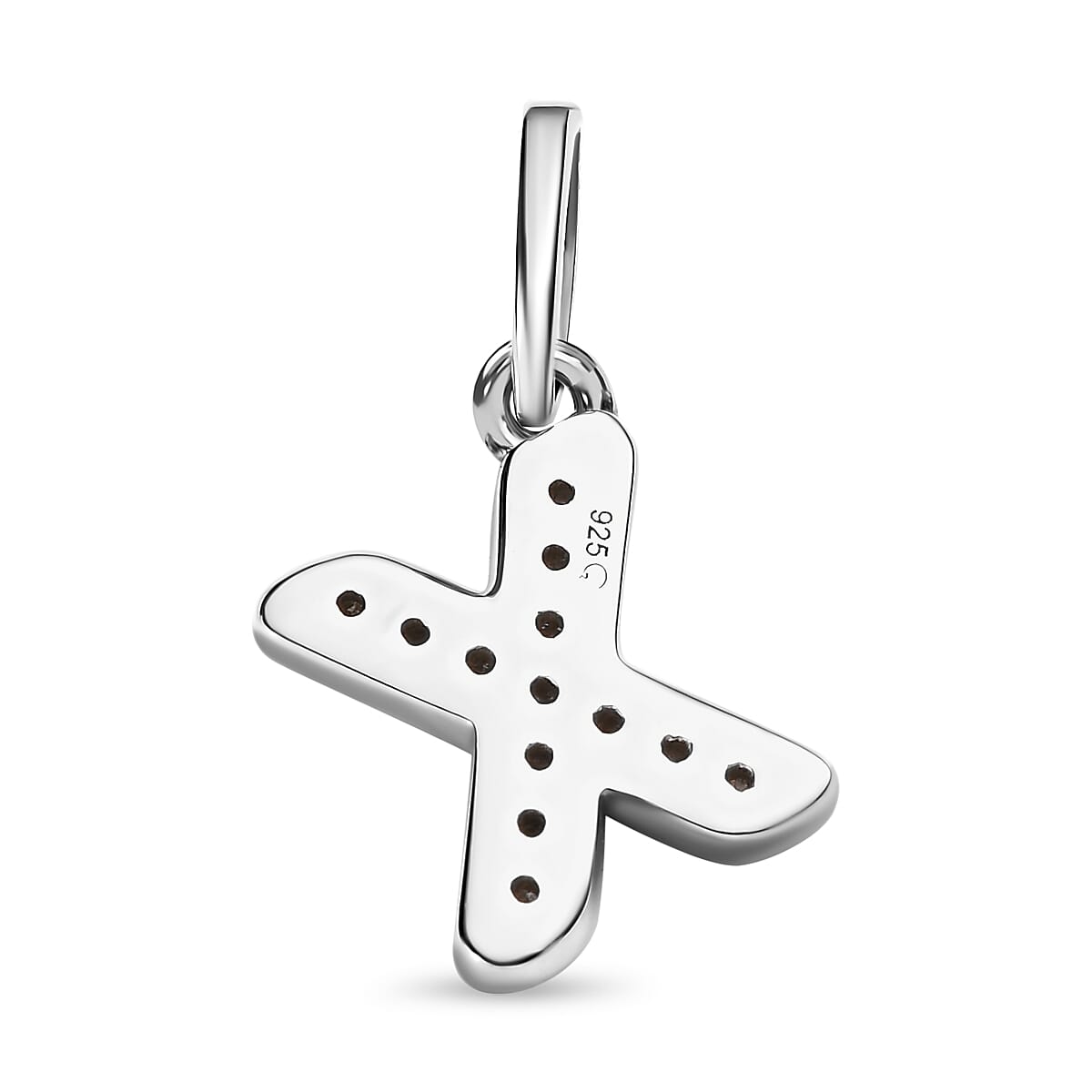 Diamond Initial X Pendant in Rhodium Overlay Sterling Silver 0.17 Ct