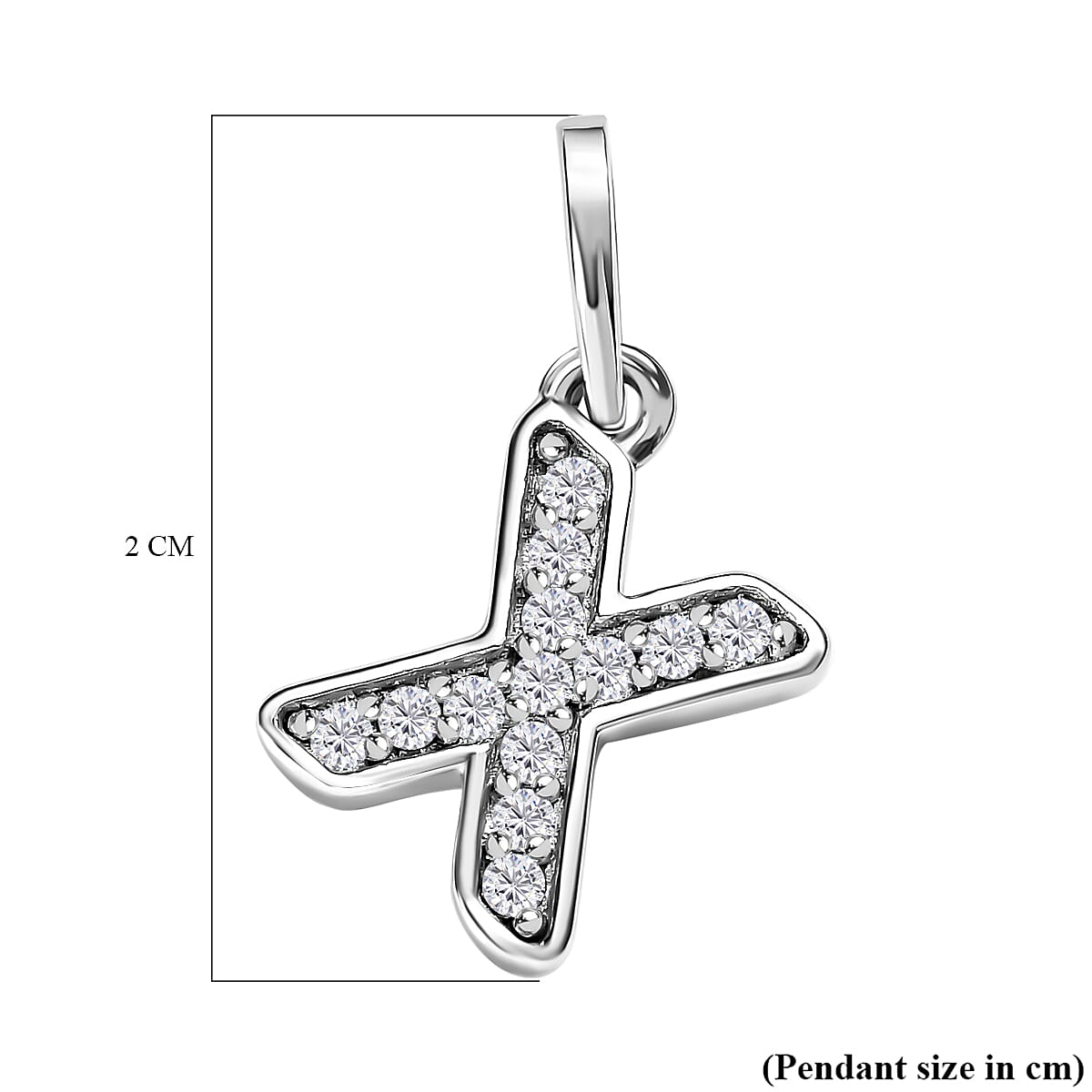 Diamond Initial X Pendant in Rhodium Overlay Sterling Silver 0.17 Ct