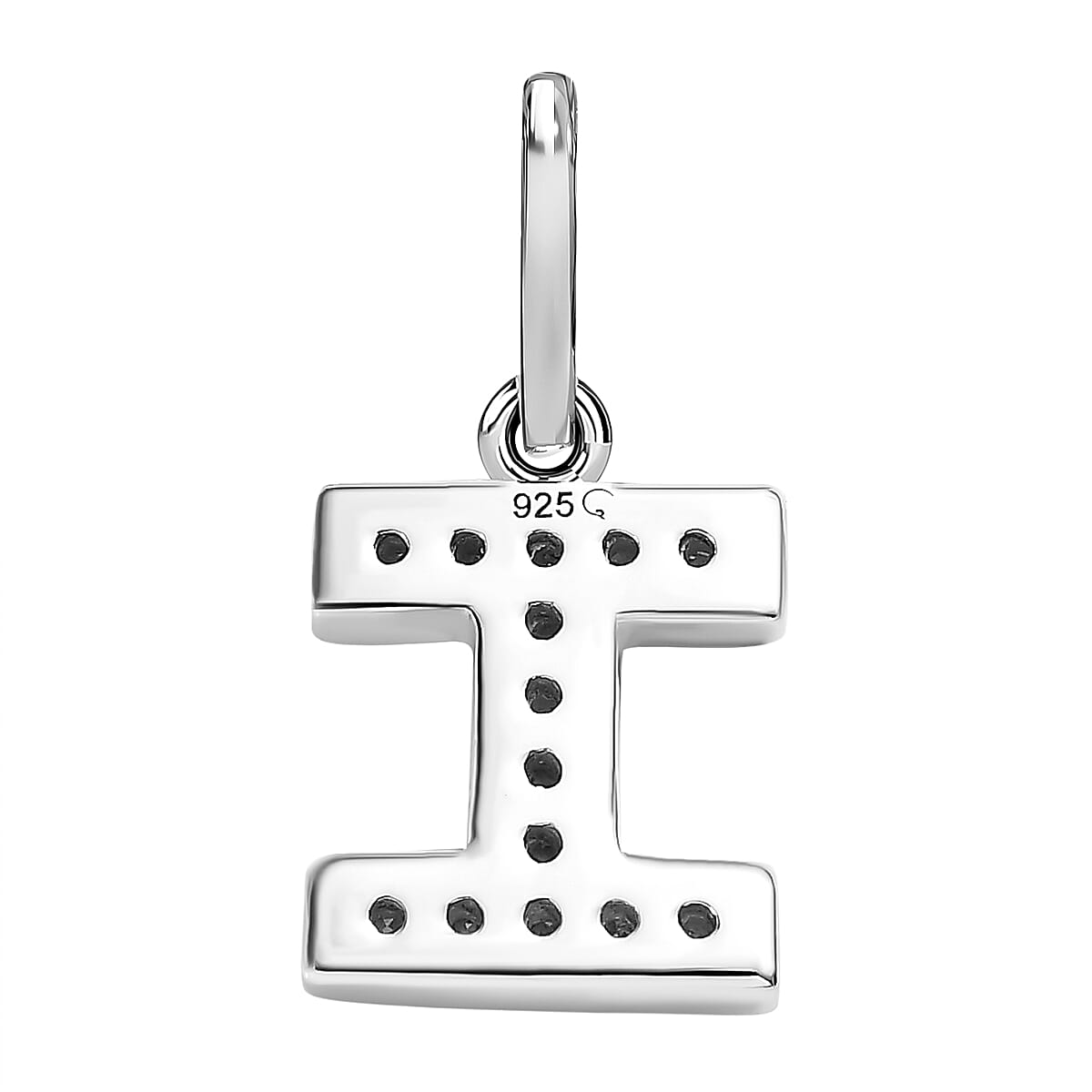 Diamond Initial I Pendant in Rhodium Overlay Sterling Silver 0.17 Ct