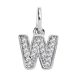 Diamond Initial O Pendant in Rhodium Overlay Sterling Silver 0.17 Ct