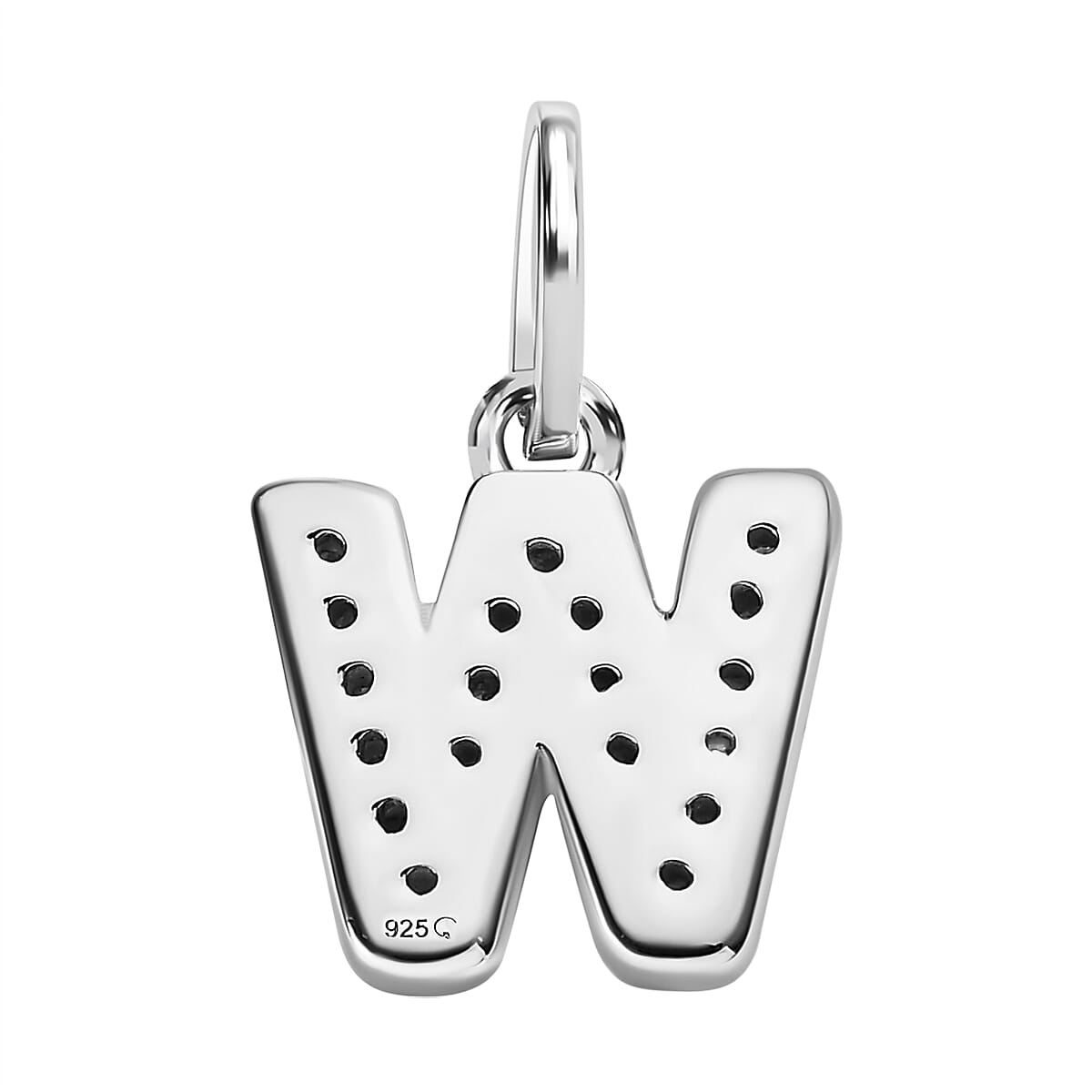 Diamond Initial W Pendant in Rhodium Overlay Sterling Silver 0.17 Ct