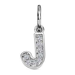 Diamond Initial O Pendant in Rhodium Overlay Sterling Silver 0.17 Ct
