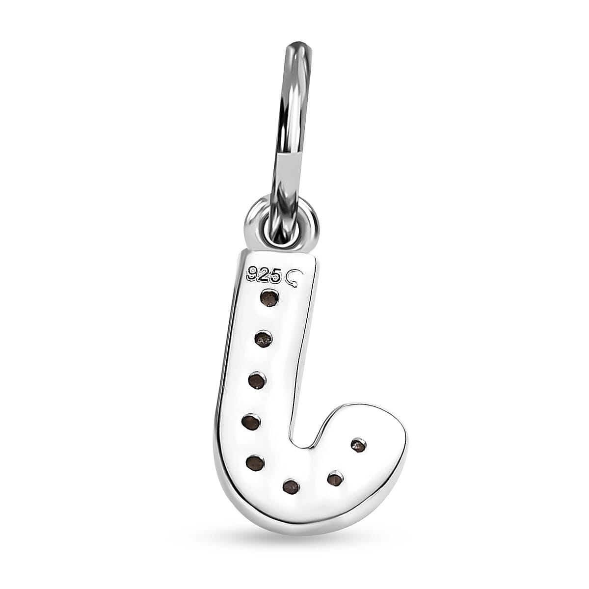 Diamond Initial J Pendant in Rhodium Overlay Sterling Silver 0.17 Ct